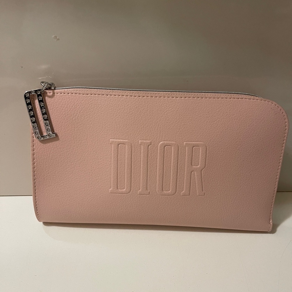 Dior Pink Cosmetic Case with Embossed Logo